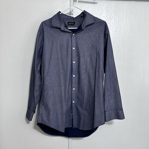 Esquire Shirt Mens 17 Sz Lg Blue Slim Fit Non-Iron Long Sleeve Dress Shirt